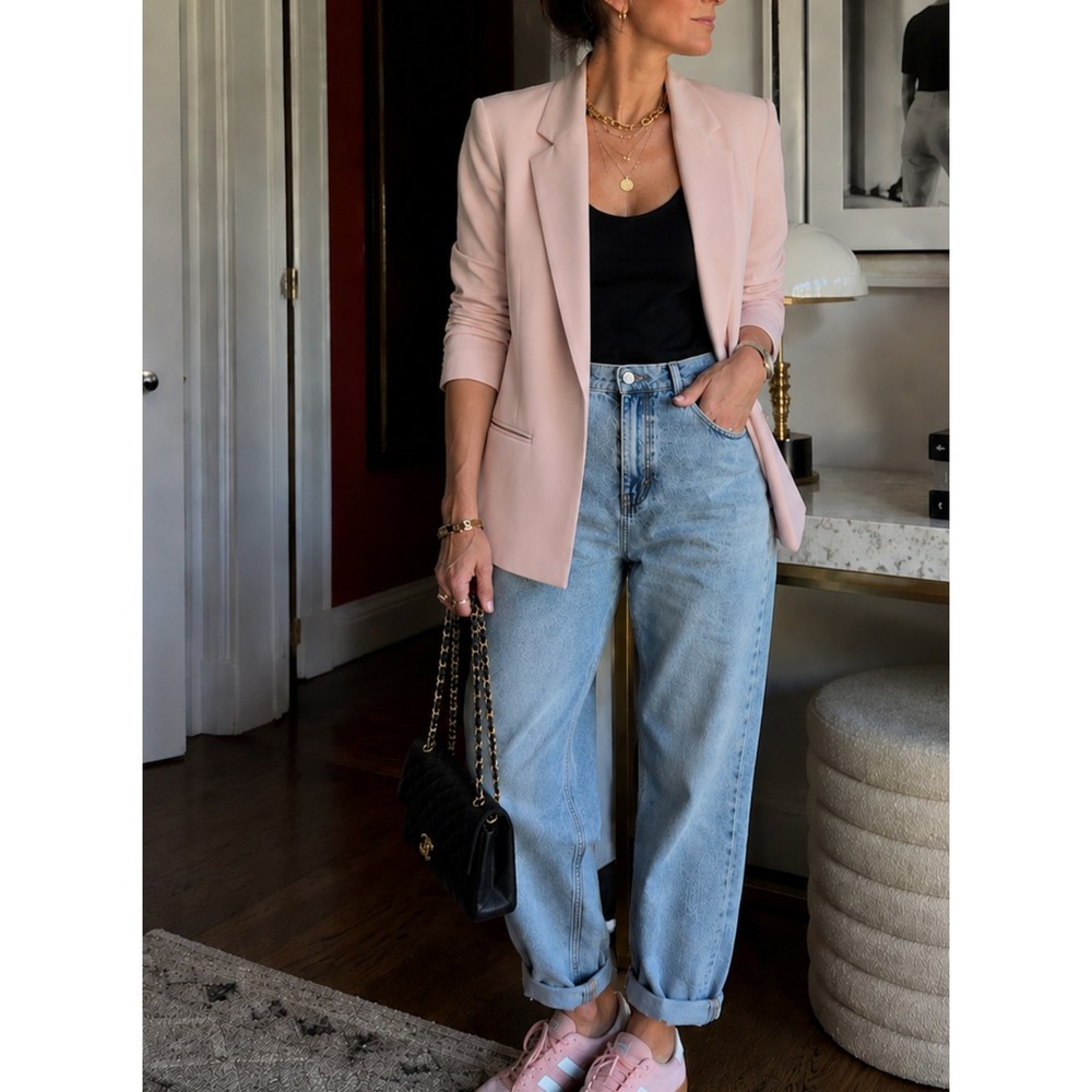 Zadig & Voltaire Volly Band Blush Pink Open Front Blazer Size 38 (US Sz 6)